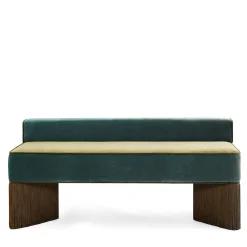 Panchina in velluto verde giallo Tria con frange