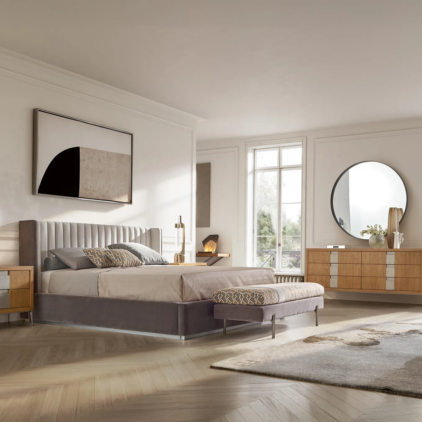 Panchina Retangolare Roma in Velluto Marrone