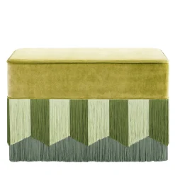 Panchina rettangolare in velluto giallo acido Plissé