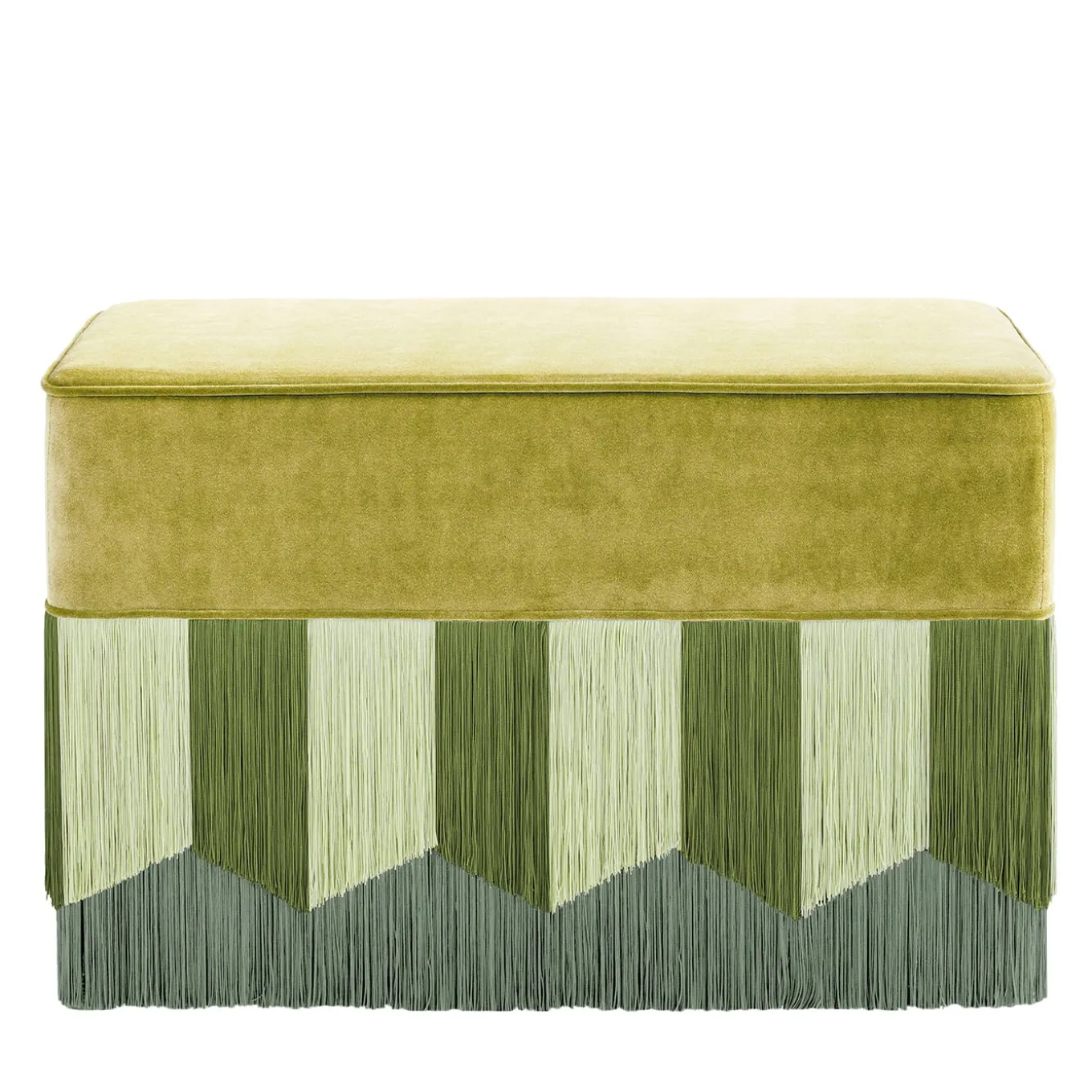 Panchina rettangolare in velluto giallo acido Plissé