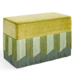 Panchina rettangolare in velluto giallo acido Plissé