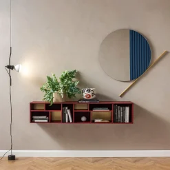 Pangea - Pensile grande in ottone e rosso marsala