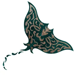 Pannello Decorativo Manta Ray in Marmo Calacatta Oro e Pelle