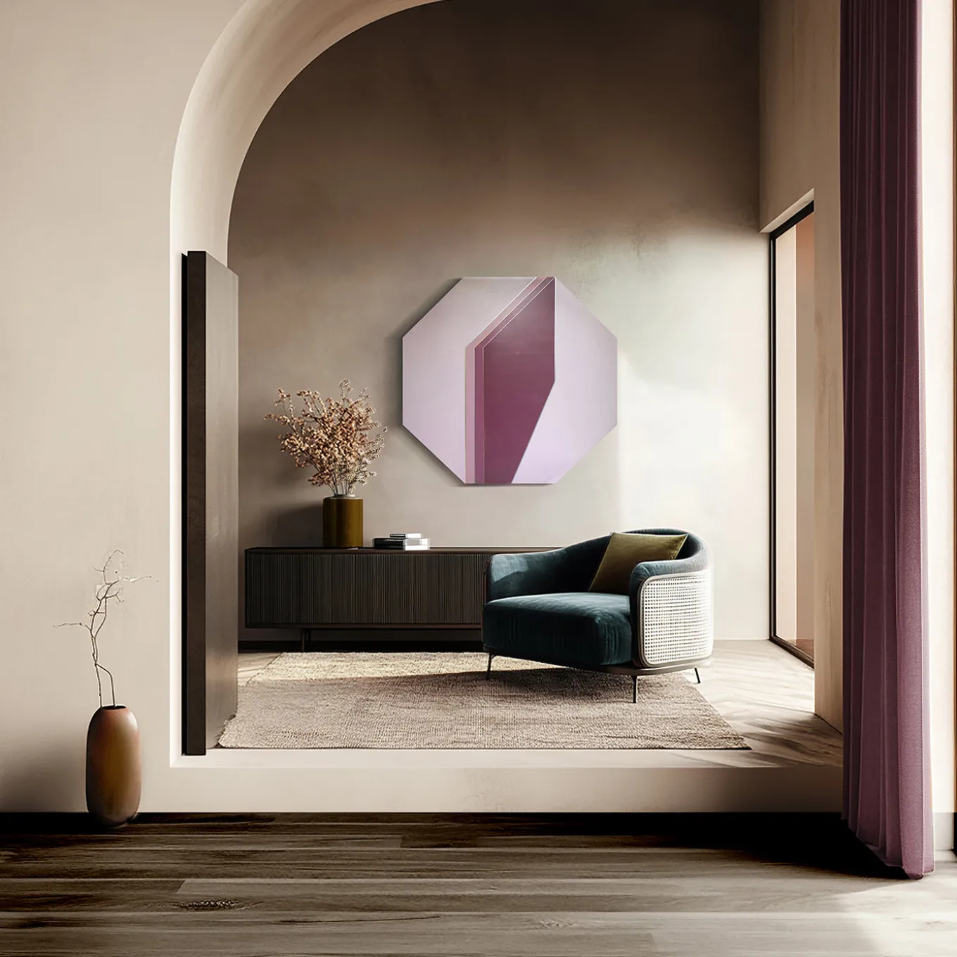 Pannello Decorativo Ottagonale Satisfaction Rosa