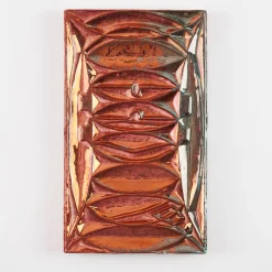 Piastrella Decorativa Rettangolare in Ceramica con Lustro Rosso e Verde