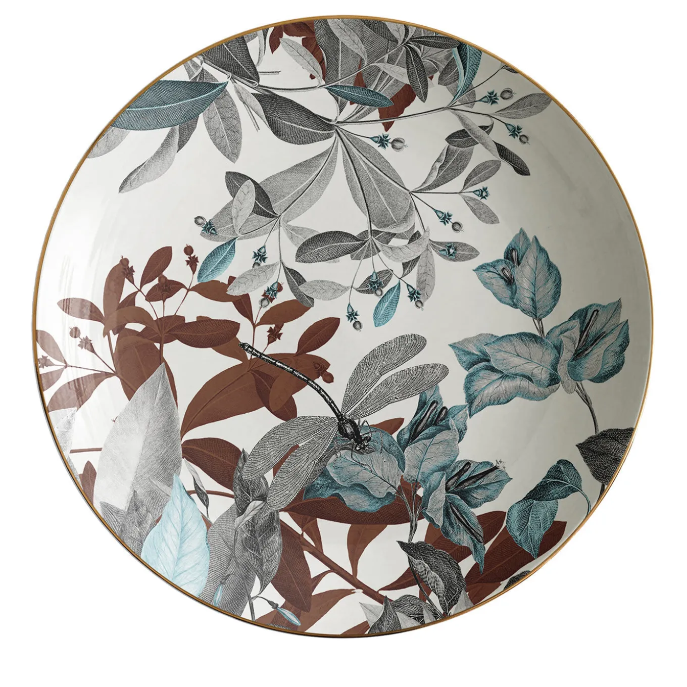 Piatto da minestra in porcellana Black Dragon Pool con foglie #4