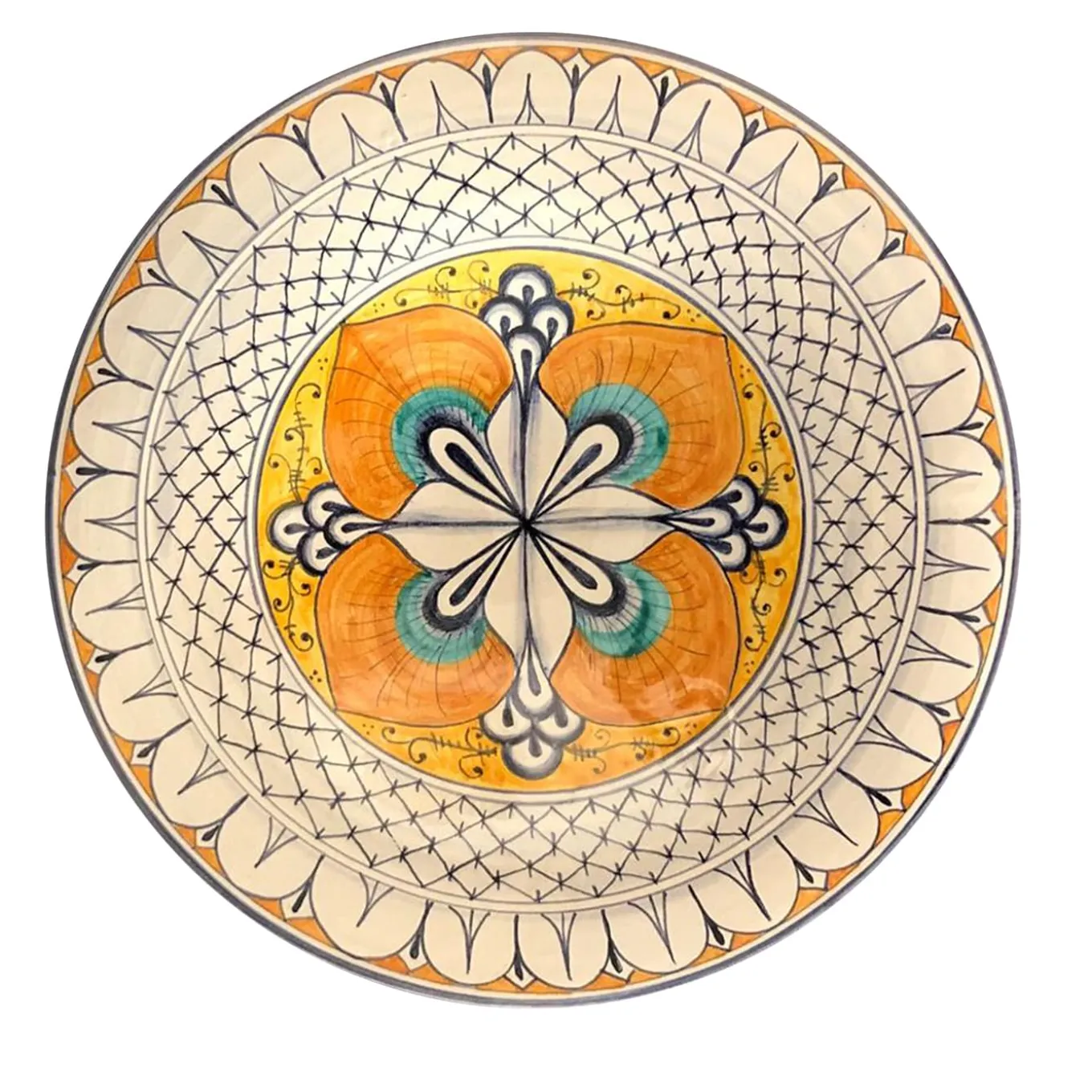 Piatto da parete in maiolica Fiore d'autunno rinascimentale