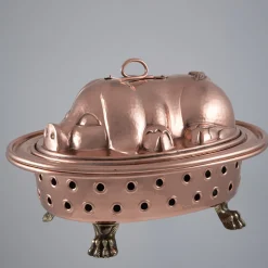 Piatto da portata in rame a forma di maiale