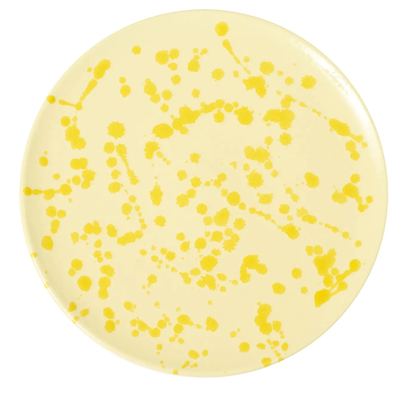 Piatto decorativo in ceramica giallo e crema