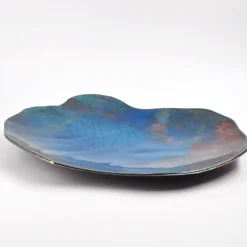 Piatto Decorativo Nuvola Turchese in Ceramica di Nino Basso