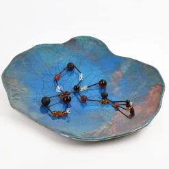 Piatto Decorativo Nuvola Turchese in Ceramica di Nino Basso