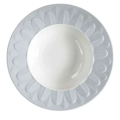 PIATTO FONDO CON BORDO A PAVONE - AZZURRO