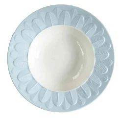 PIATTO FONDO CON BORDO A PAVONE . AZZURRO #2