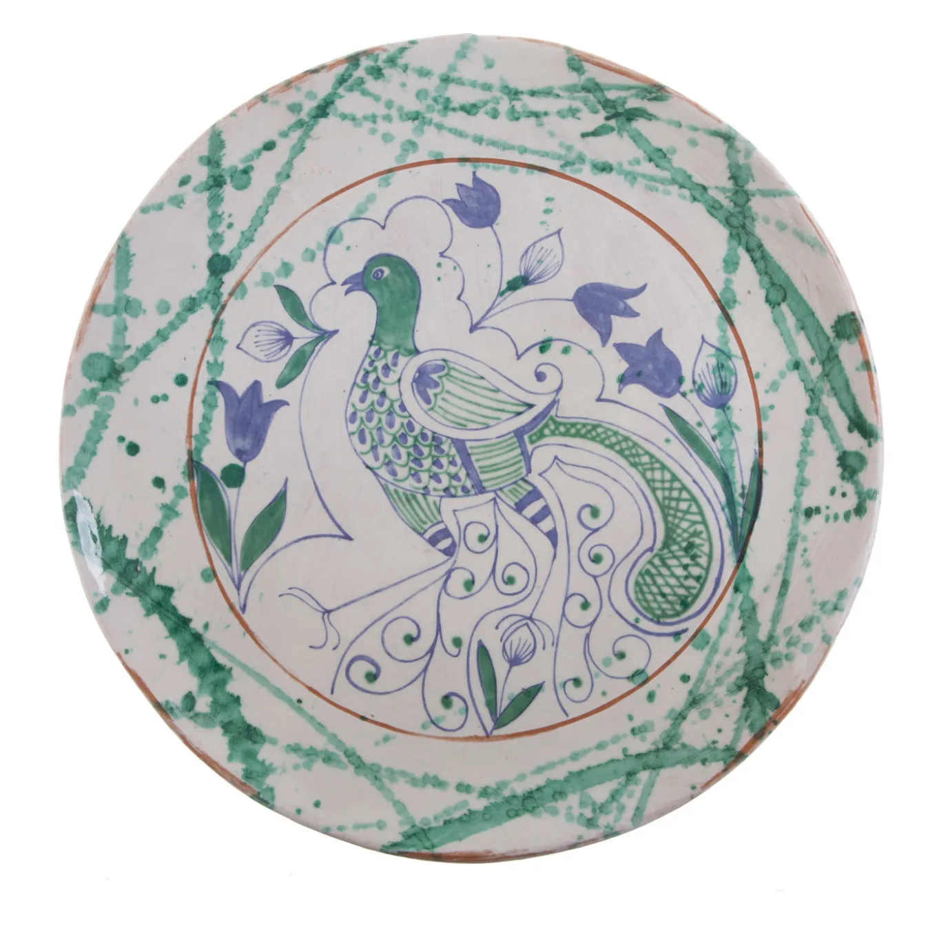 Piatto in ceramica Pavone