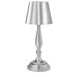 Piccola lampada da tavolo classic a LED ricaricabile in argento lucido