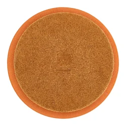 Piccola scatola per gioielli rotonda in pelle color caramello