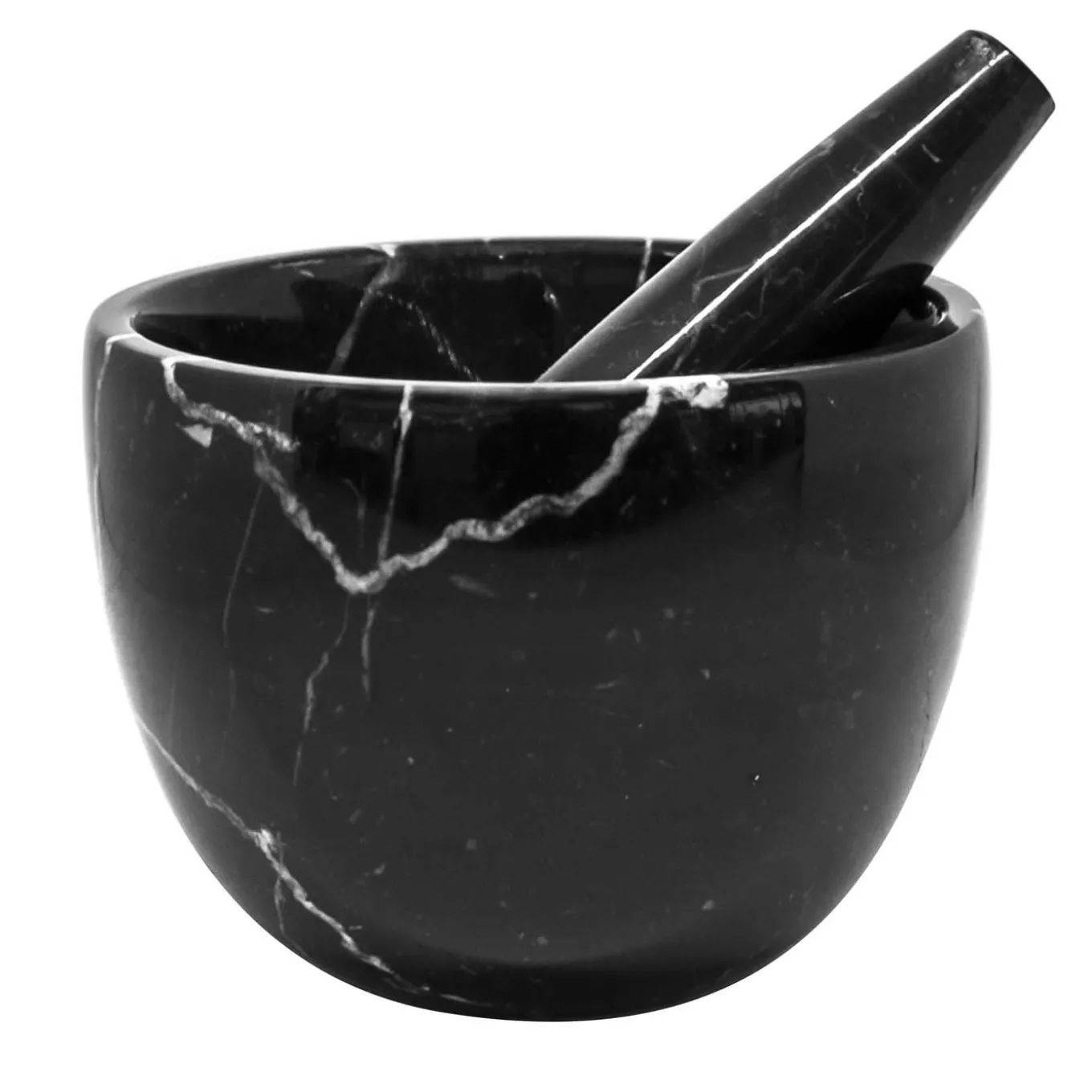Piccolo mortaio e pestello in marmo nero