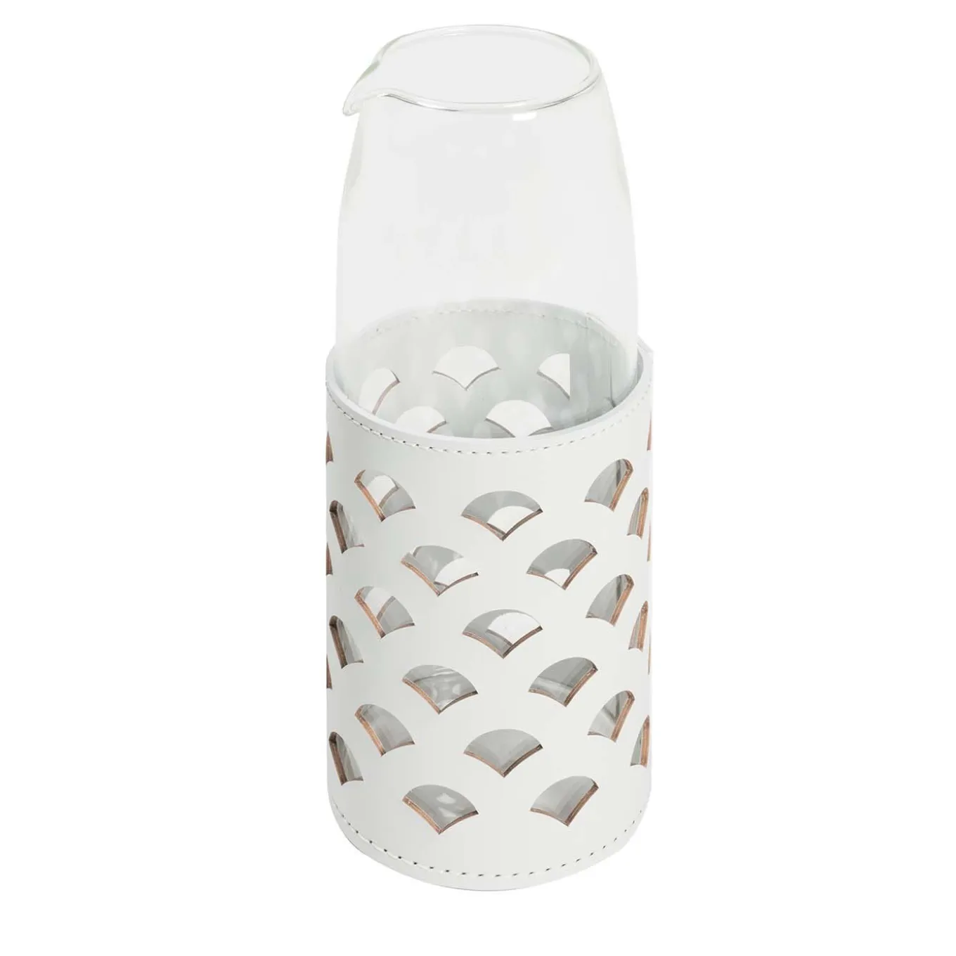 Piccolo set di brocche in vetro e pelle Ragusa