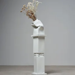 Piedistallo Brenta+Brenta con vaso Brenta in ceramica bianca