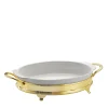 Pirofila ovale con supporto dorato a due maniglie