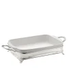 Pirofila rettangolare con supporto a due manici in argento