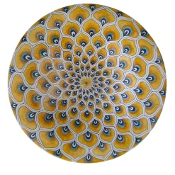 Piuma di pavone gialla ⌀ Piatto decorativo da 35 cm