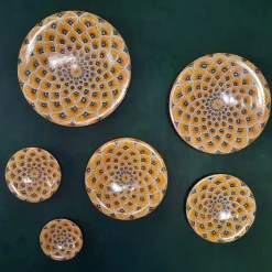 Piuma di pavone gialla ⌀ Piatto decorativo da 40 cm