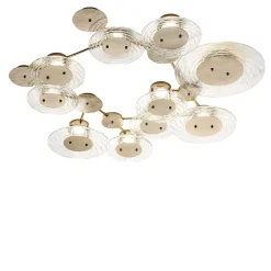 Plafoniera In Metallo Martellato Con Cristalli A 10 Luci