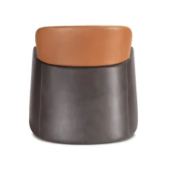 Poltrona a secchiello marrone/grigio con poggiatesta basso