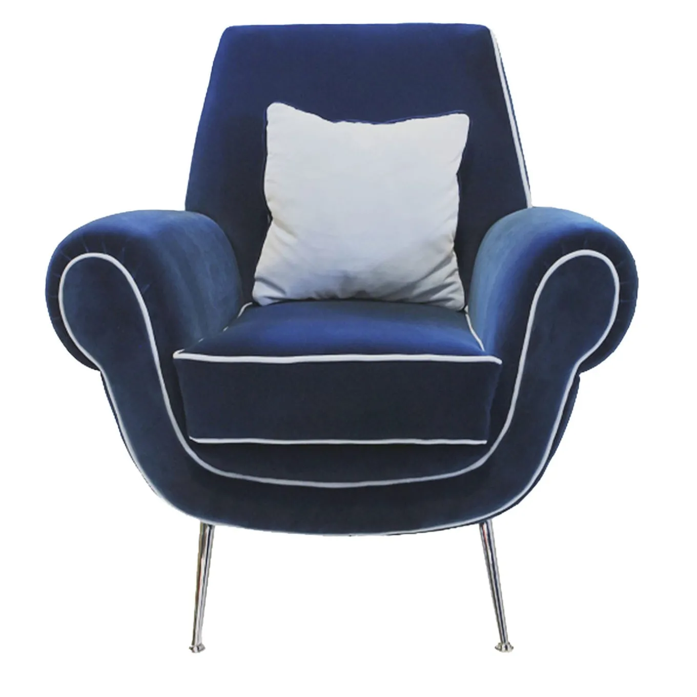 Poltrona Blu In Velluto Luxury