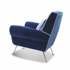 Poltrona Blu In Velluto Luxury