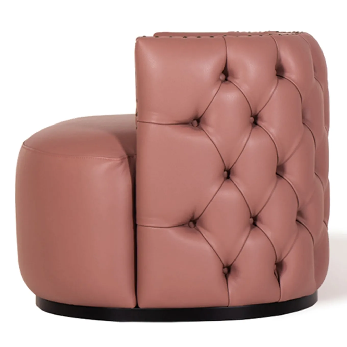 Poltrona capitonnè Petra in pelle rosa