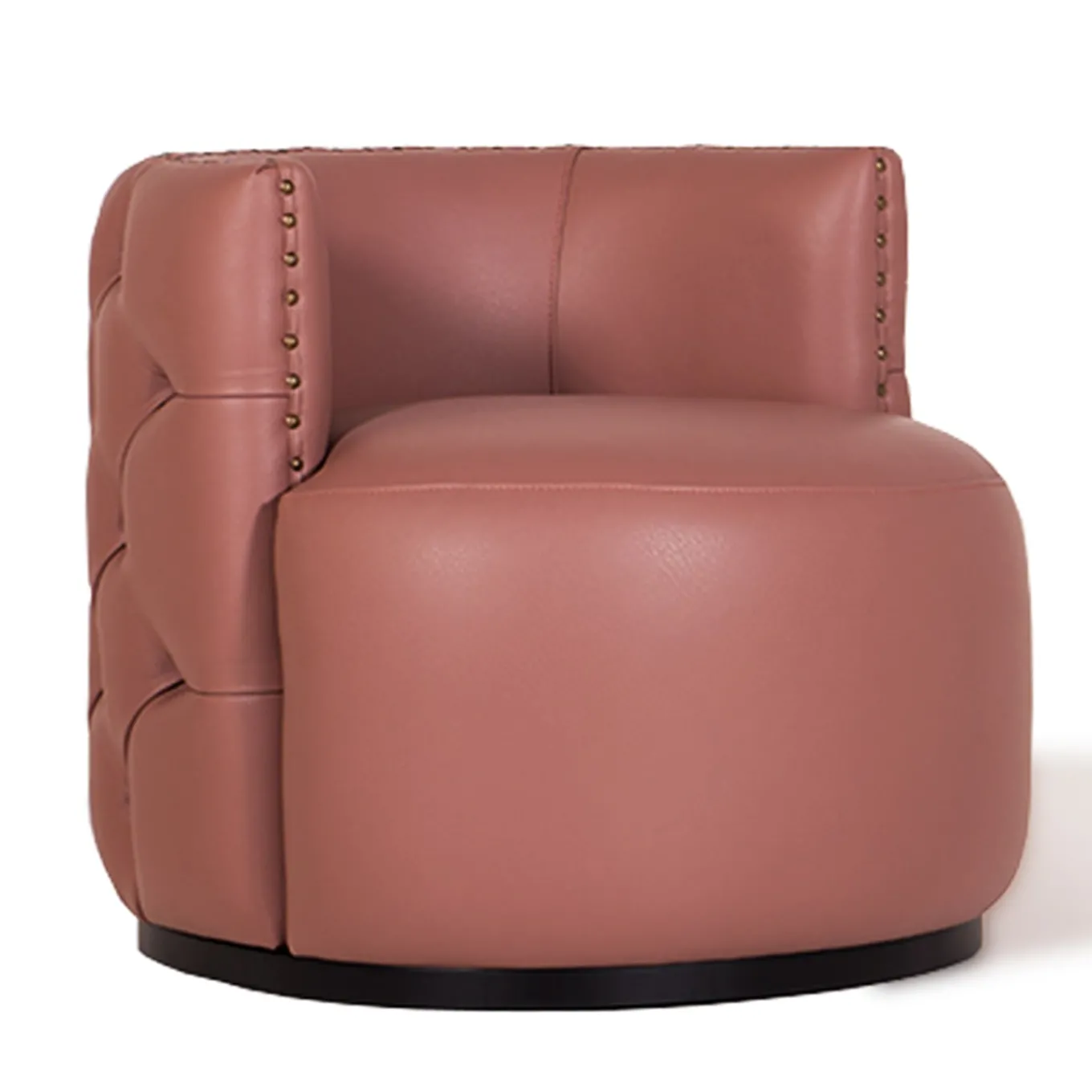 Poltrona capitonnè Petra in pelle rosa