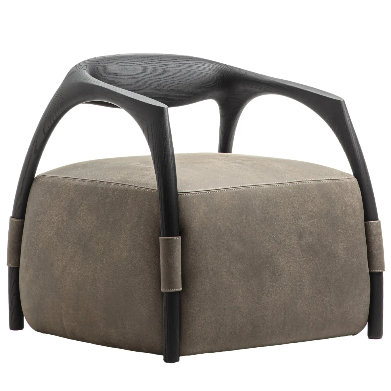 Poltrona Chassis in legno massiccio di frassino nero e rivestimento in pelle