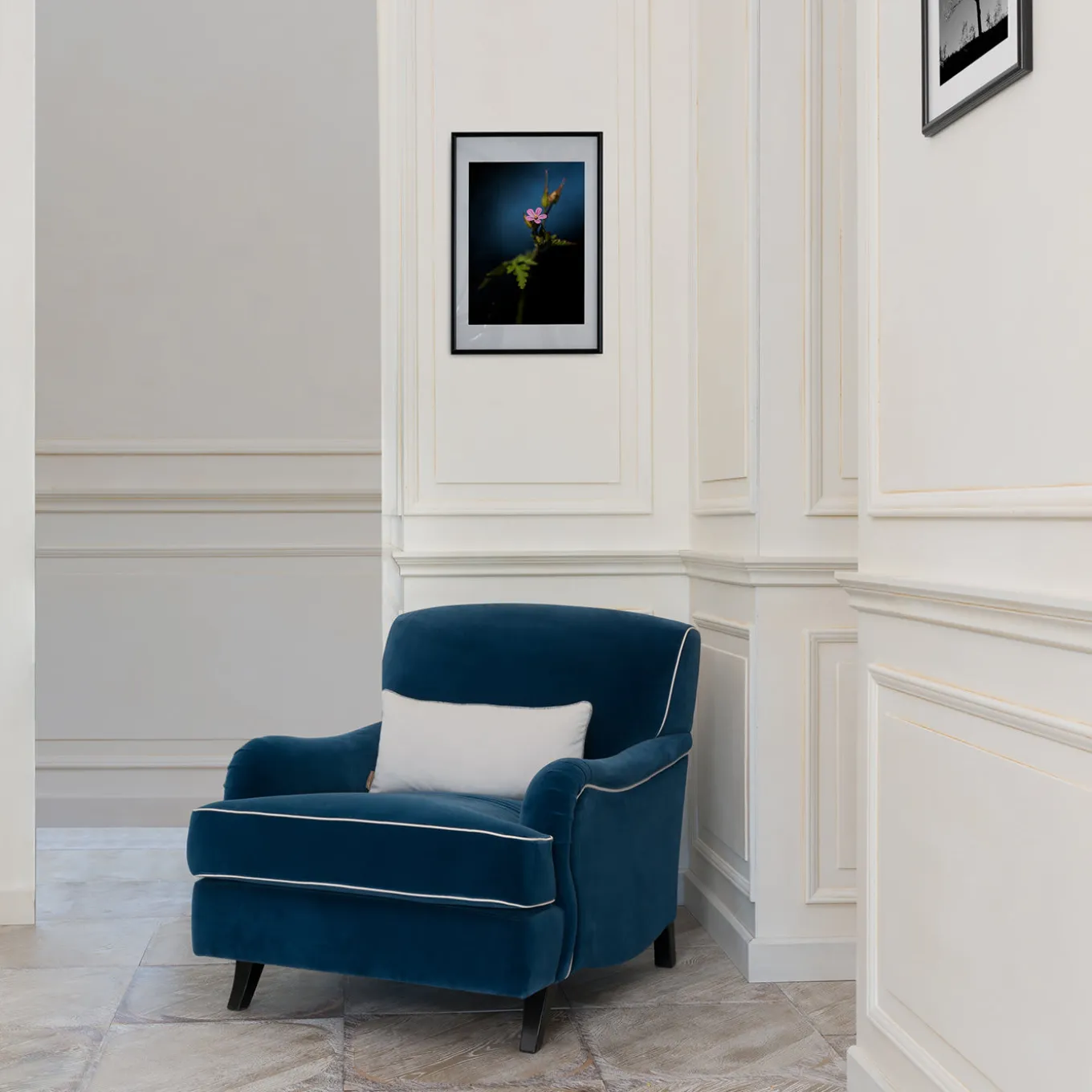 Poltrona classica Bernini in velluto blu