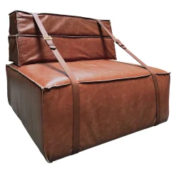 Poltrona Docker in pelle marrone cognac