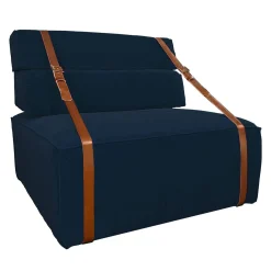 Poltrona Docker in velluto blu navy