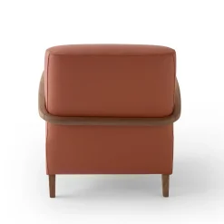 Poltrona Domino Cotto in pelle e noce