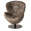 Poltrona girevole Pelè in pelle marrone chiaro