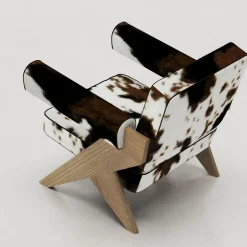 Poltrona in Pelle di Vacca e Legno di Olmo Souvenir