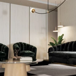 Poltrona in Velluto Verde Nest con Base in Bronzo