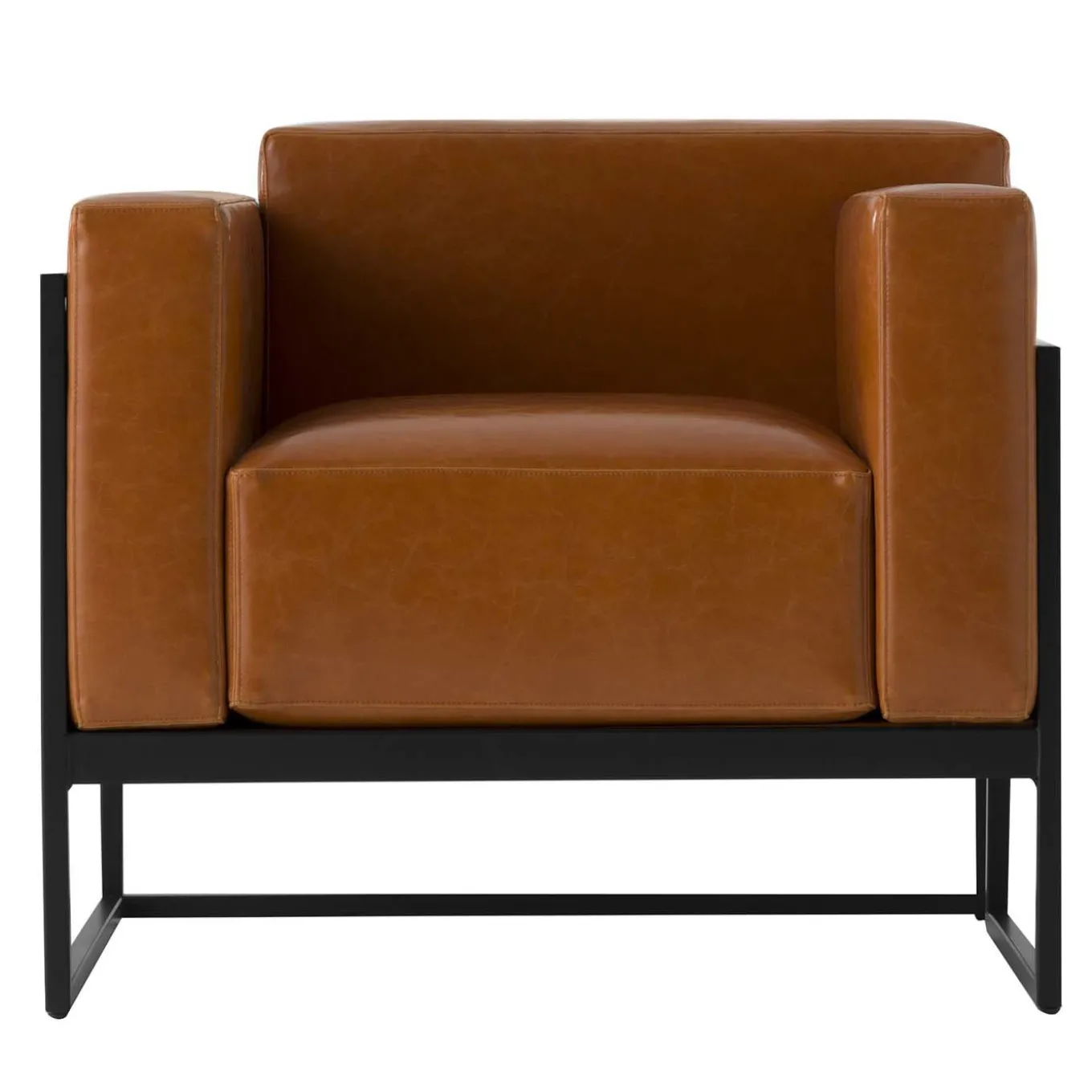 Poltrona Kirk in pelle cognac