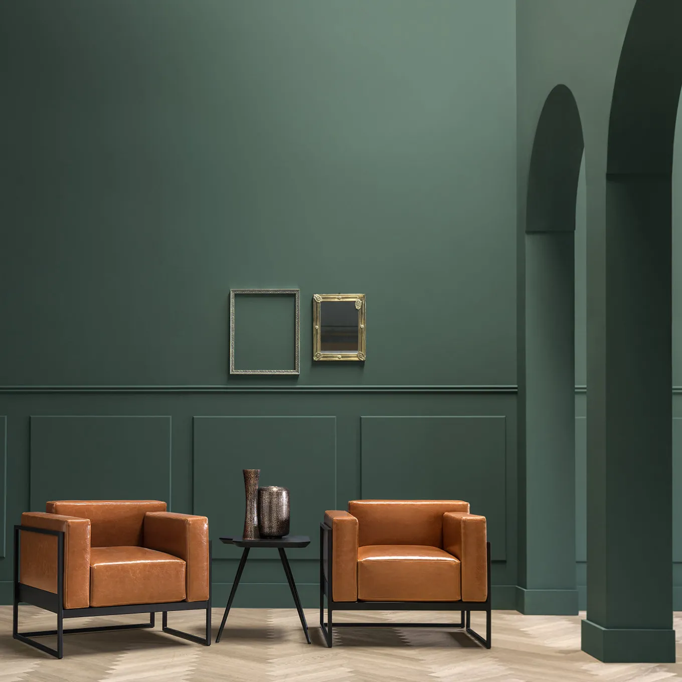 Poltrona Kirk in pelle cognac