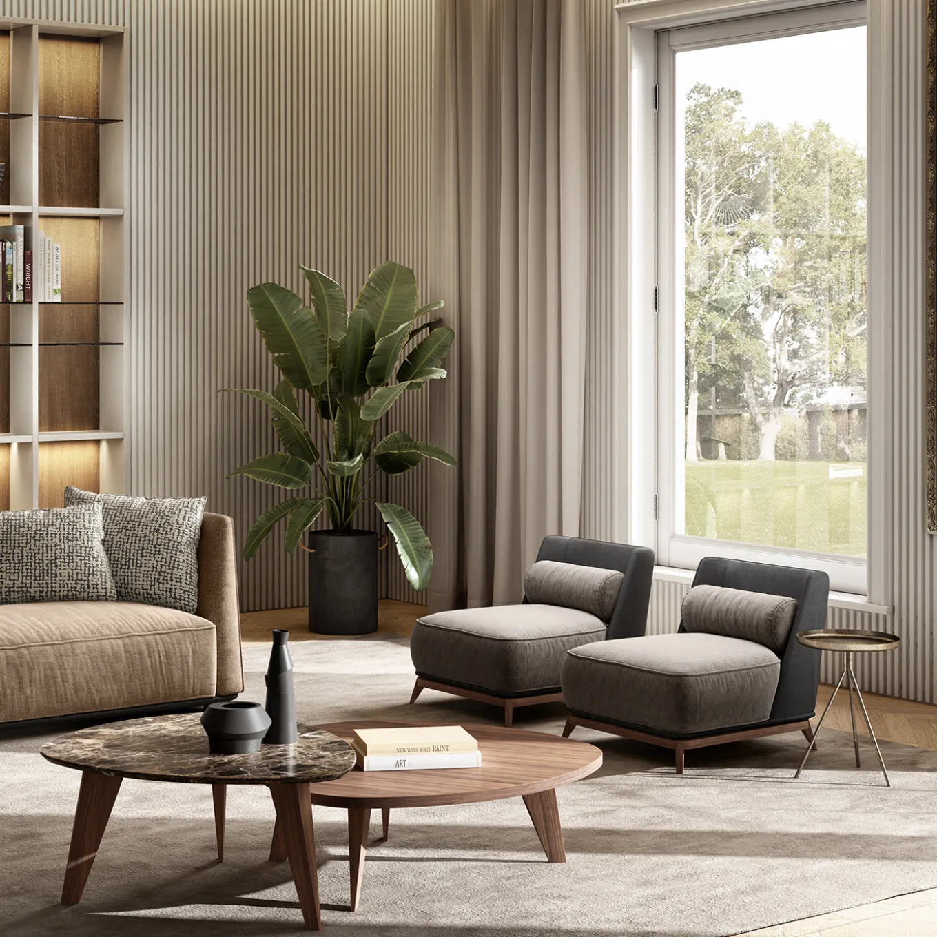 Poltrona Lounge 430 Opera in Pelle Grigia