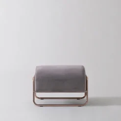 Poltrona Lounge Kate Comfort in Pelle Nabuk Grigia con Poggiapiedi