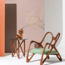 Poltrona lounge per esterni Nanto verde in legno