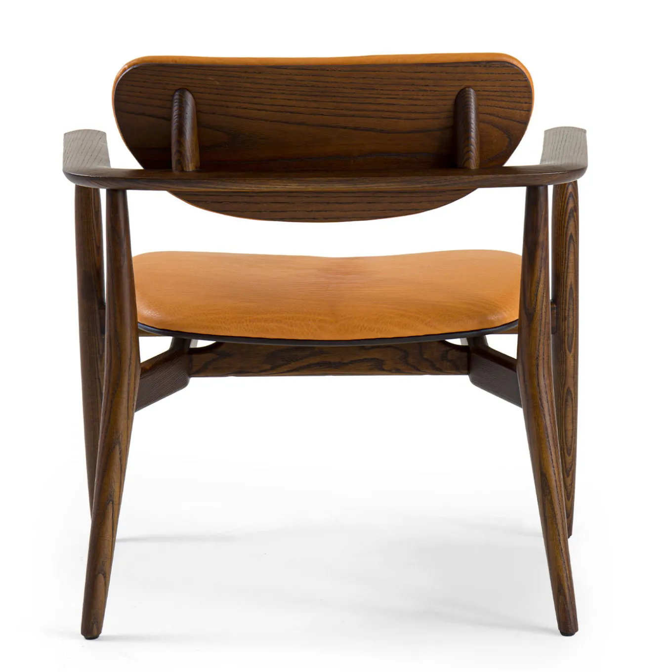 Poltrona Regina in rovere marrone chiaro con rivestimento in pelle