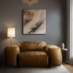 Poltrona Rencontre Moi in pelle marrone