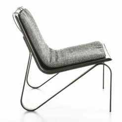 Poltrona Soft Thea in tessuto grigio e pelle nera