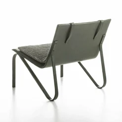 Poltrona Soft Thea in tessuto grigio e pelle nera